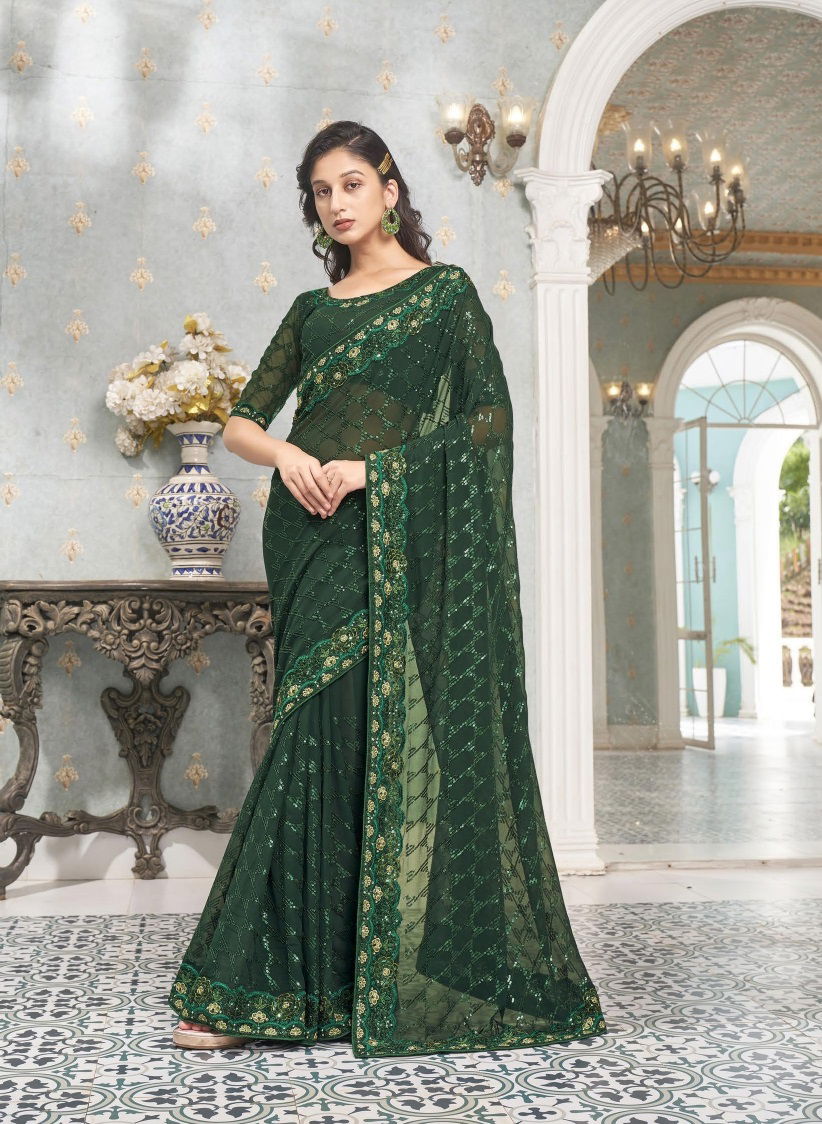 Kalista Lime Sequence Worked Party Wear Sarees Catalog
